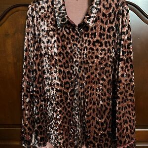 Leopard Print Velvet Shirt